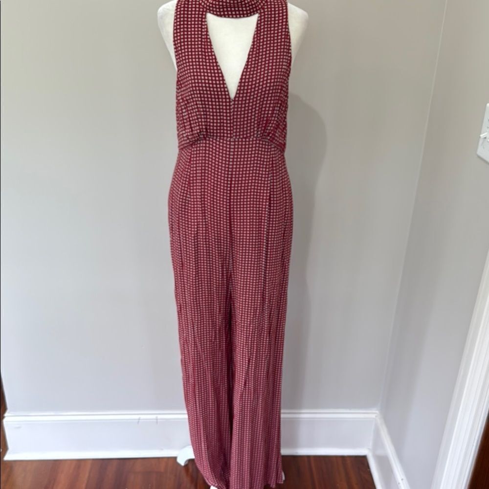 Maeve Anthropologie Farida Jumpsuit Flared Halter Neck Size 6